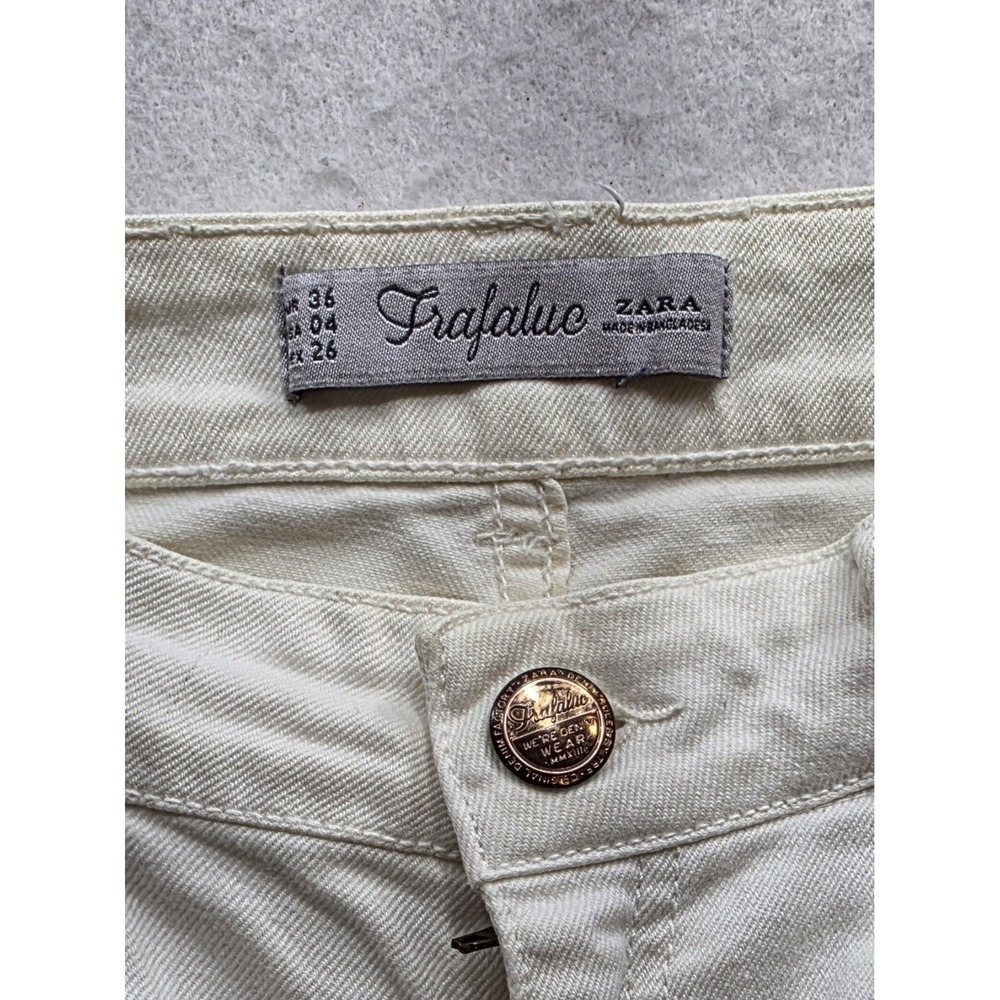 Zara Frafalue Women's Ivory Colored Skinny Leg Jeans Pants. Size 4 - Picture 8 of 8